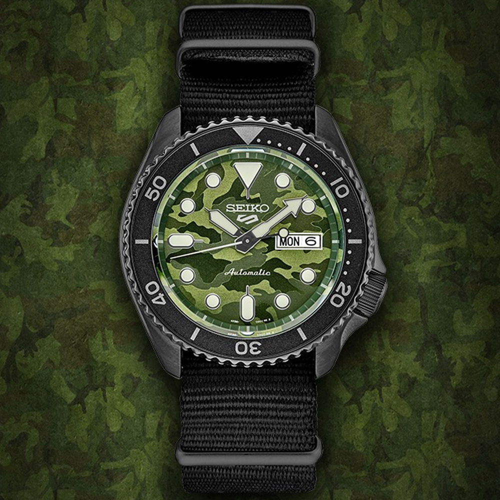SEIKO 精工 5 Sports 自信迷彩 機械腕錶 錶 週年慶 雙11 (SRPJ37K1/4R36-13B0G)