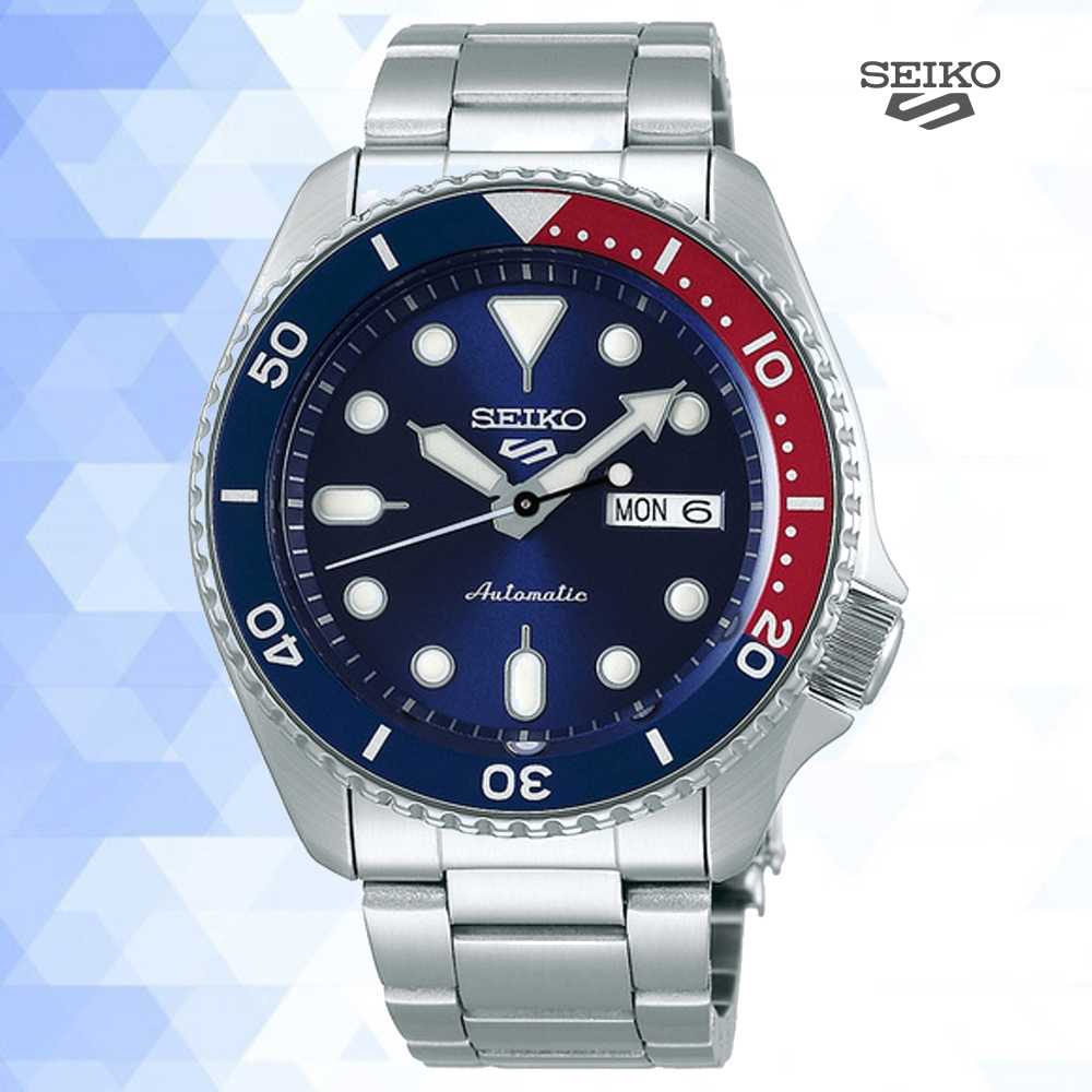 SEIKO精工 5 Sports 精工5號 不鏽鋼機械錶-藍紅42.5mm (SRPD53K1/4R36-07G0R)