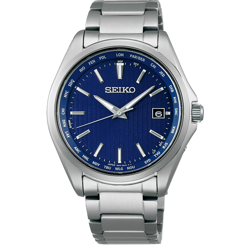 SEIKO 精工紳士經典太陽能電波校時鈦金屬腕錶7B75-0AA0B
