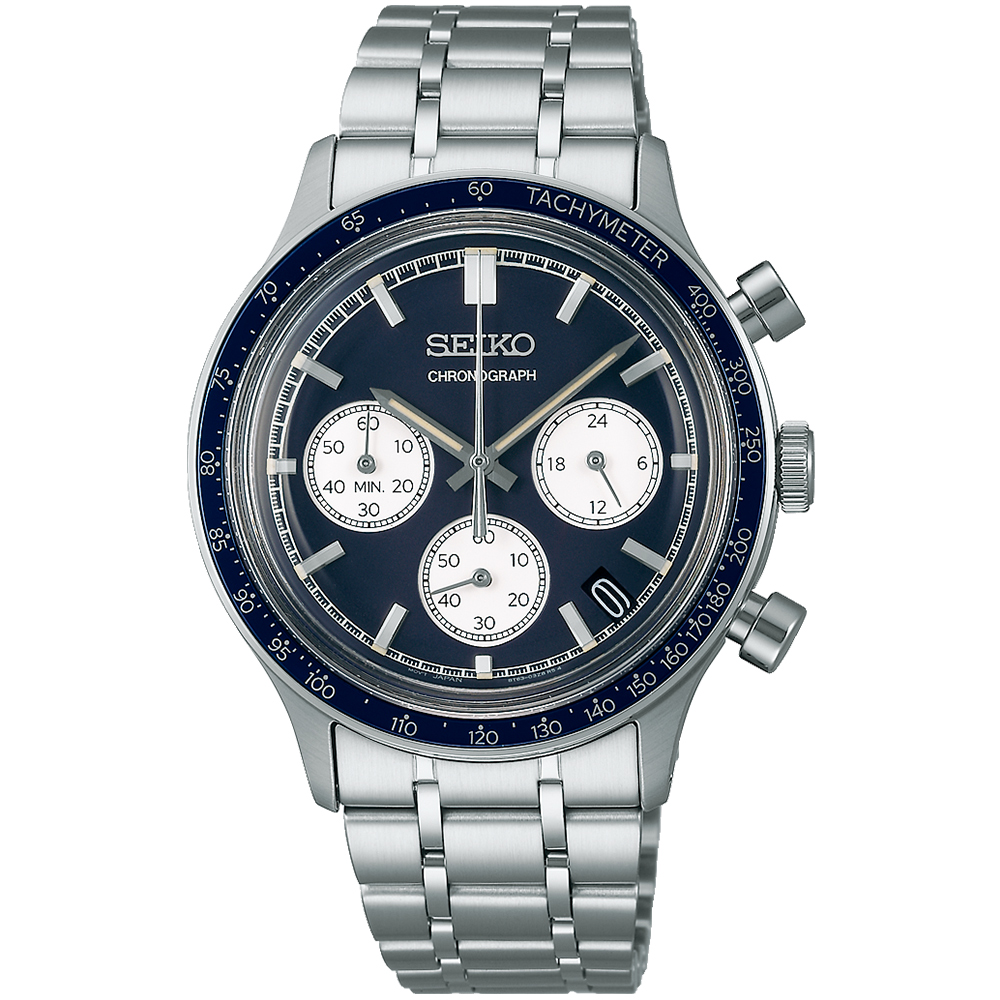 SEIKO 精工 CS系列紳士時尚三眼計時錶/藍/38.7mm (8T63-03P0B/SSB477P1)SK003