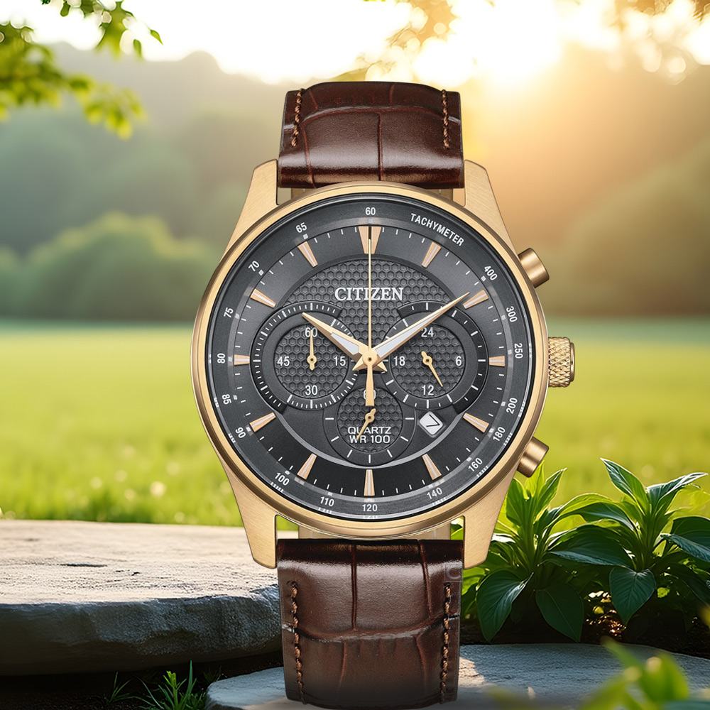 CITIZEN 星辰 Chronograph 三眼計時 時尚腕錶 男錶 手錶-42mm AN8193-02H