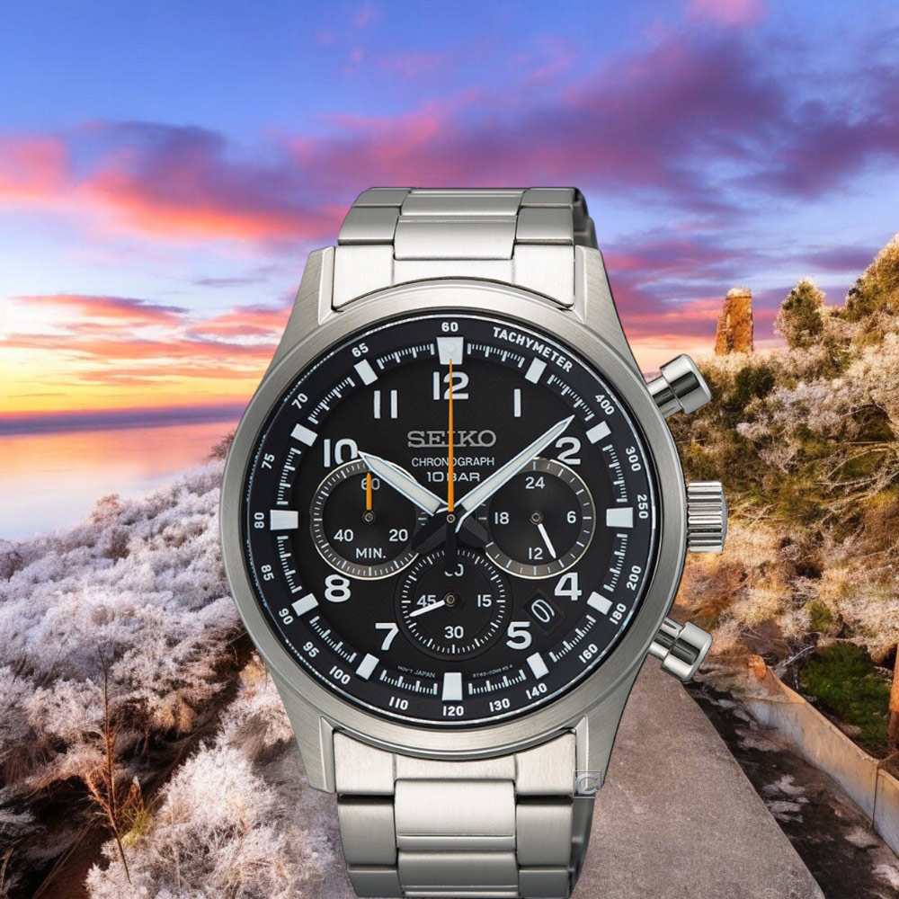 SEIKO 精工 CS系列 計時手錶 男錶 黑色-8T63-02M0D/SSB447P1