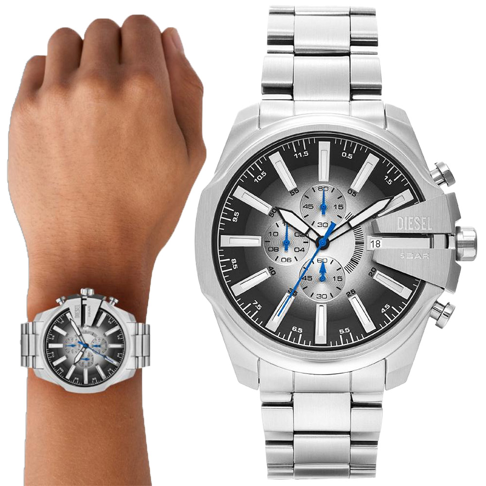 DIESEL Mega Chief Slim 大錶徑工業風三眼計時手錶 男錶-48mm DZ4686