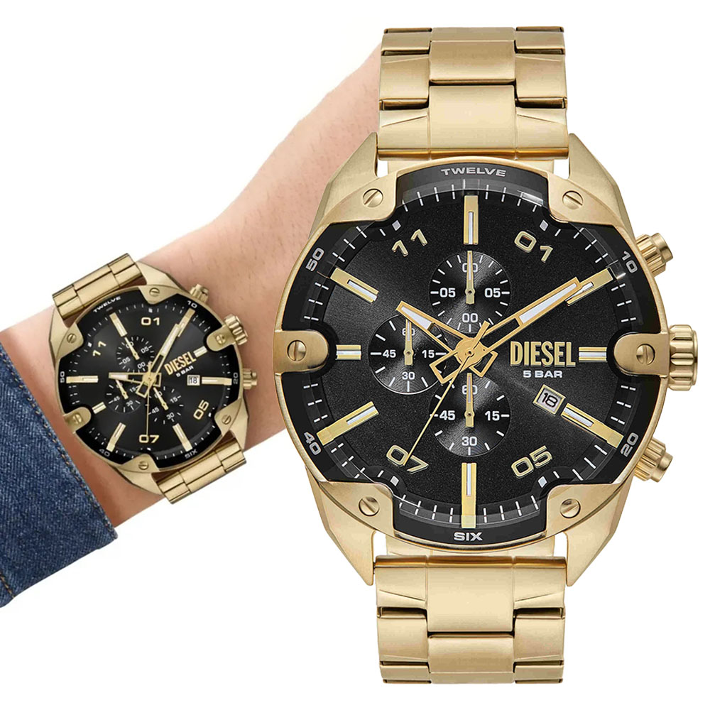 DIESEL Spiked 大錶徑個性三眼計時手錶 男錶-49mm DZ4678