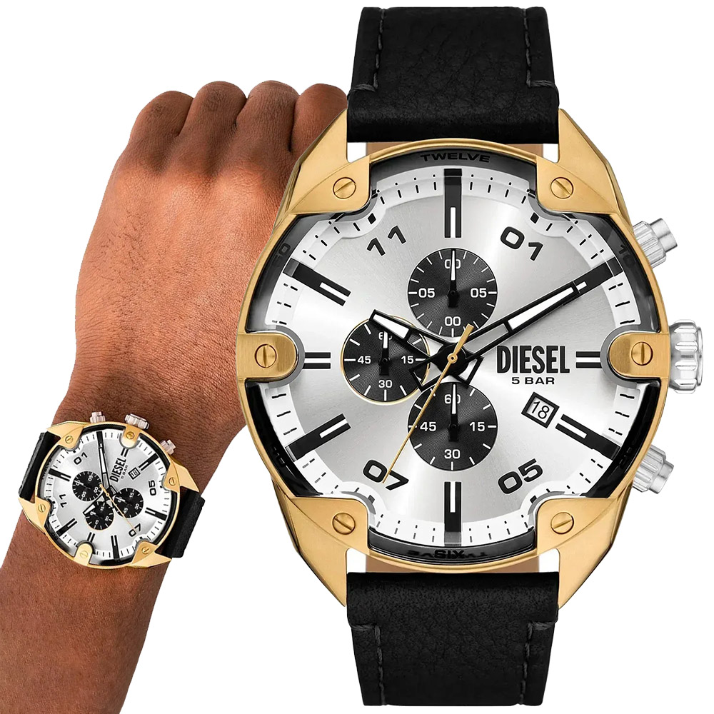 DIESEL Spiked 大錶徑個性三眼計時手錶 男錶-49mm DZ4671