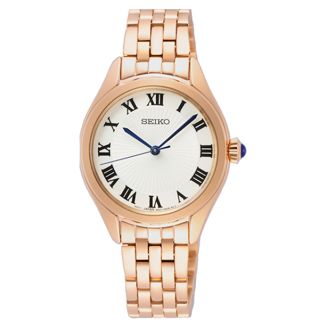 SEIKO 精工 CS系列 SUR332P1 羅馬字 藍寶石鏡面 鋼錶帶女錶 29mm 玫瑰金 6N01-00G0K