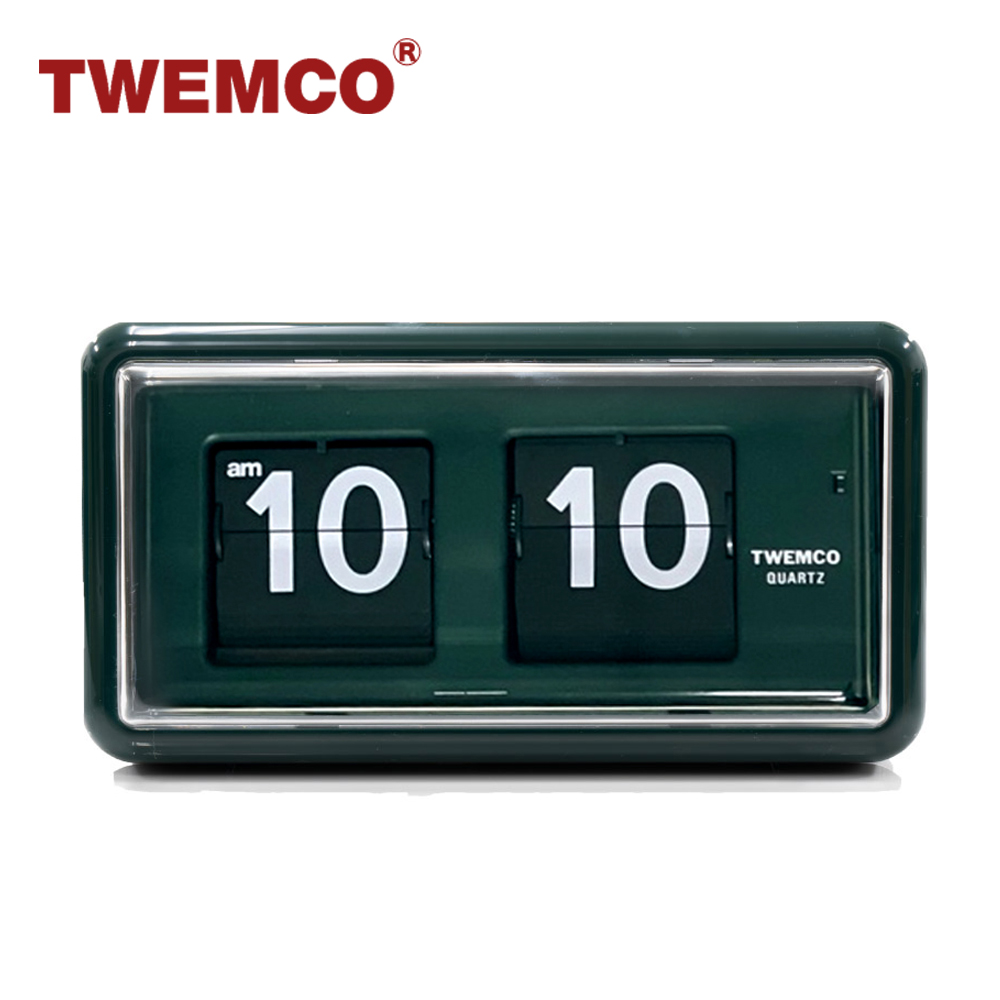 TWEMCO QT-30 機械式翻頁鐘德國機芯方形可壁掛及桌放(墨綠色) - PChome