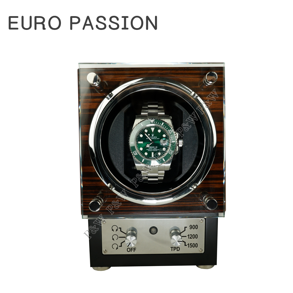 EURO PASSION 【 手錶自動上鍊盒】【大錶專用】轉速設定 1支裝【鋼琴烤漆】黑壇木紋 機械錶專用 旋轉盒 錶盒
