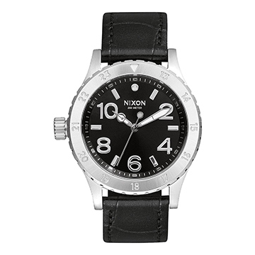 NIXON 小巧簡約 38-20 LEATHER(銀/黑)_A467-1886