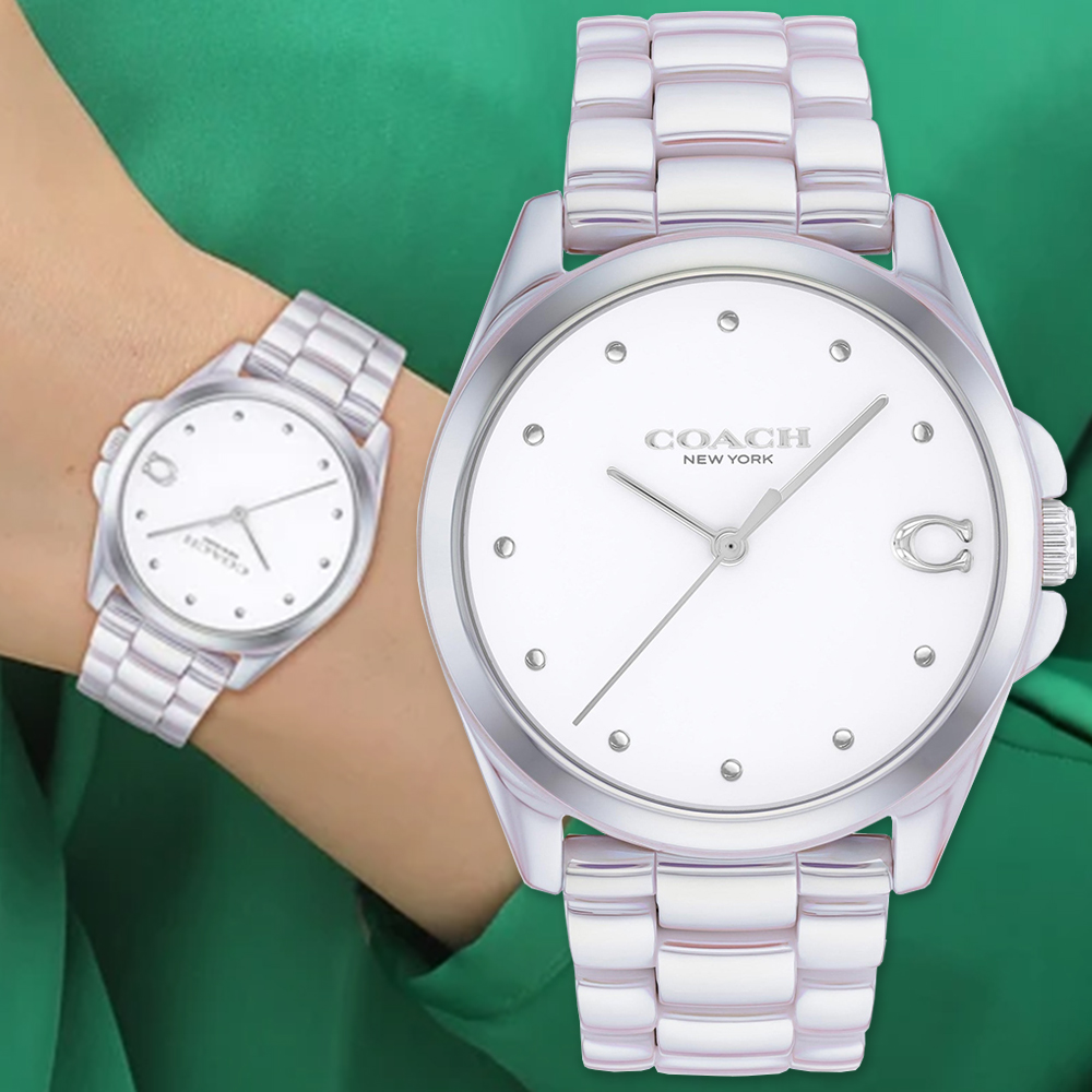 COACH 蔻馳 唯美珍珠光陶瓷腕錶/36mm/CO14504390