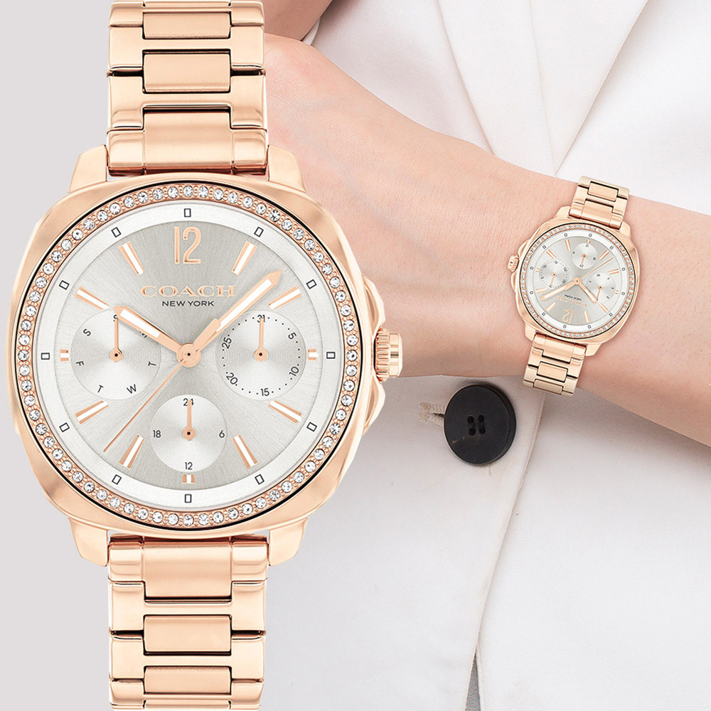 COACH Kitt 晶鑽日曆三眼女錶 34mm CO14504395