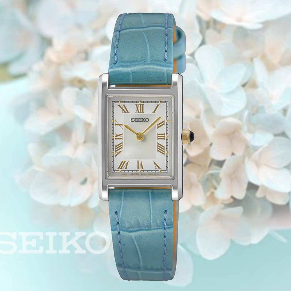 SEIKO 精工 CS系列 長方形羅馬數字淑女石英錶-水藍_SK028 SWR101P1/4N30-00H0B 送禮 禮物 推薦