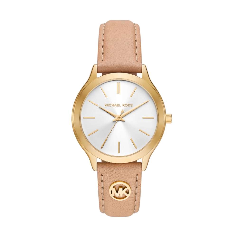 Michael Kors SLIM RUNWAY系列簡約優雅粉色皮帶女錶 手錶(MK7533)