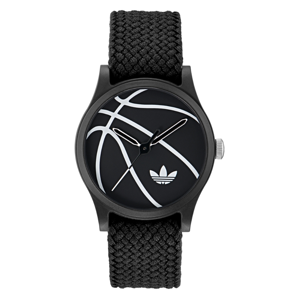 adidas 愛迪達 GAME ONE 籃球風格編織手錶_AOSY25024_霧黑_39mm