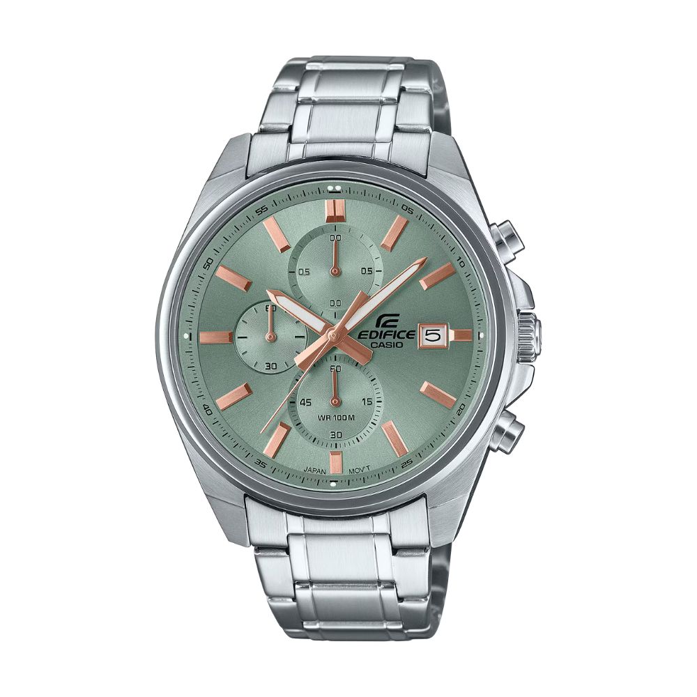 CASIO 卡西歐 EDIFICE 現代運動風格 三眼計時錶款 淺綠_EFV-610DE-3A_43.8mm