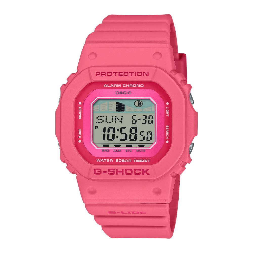 CASIO 卡西歐 G-SHOCK 纖薄精巧 衝浪運動 潮汐顯示 桃粉色 GLX-S5610-4_40.5mm