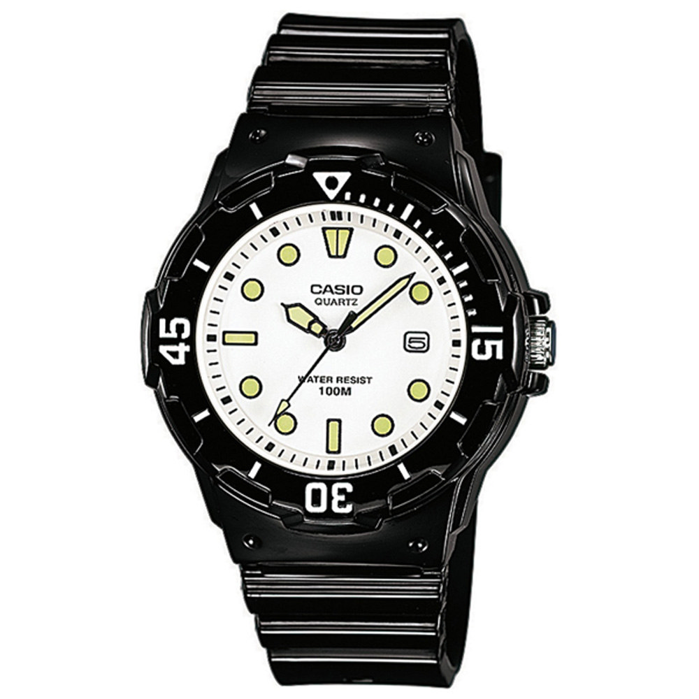 CASIO 卡西歐 幾何密碼時尚活力腕錶-黑白