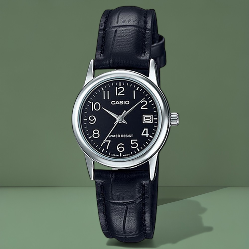 CASIO 卡西歐 LTP-V002L-1B 簡約優雅 日期視窗 皮革女指針錶 (錶殼寬約2.5公分)