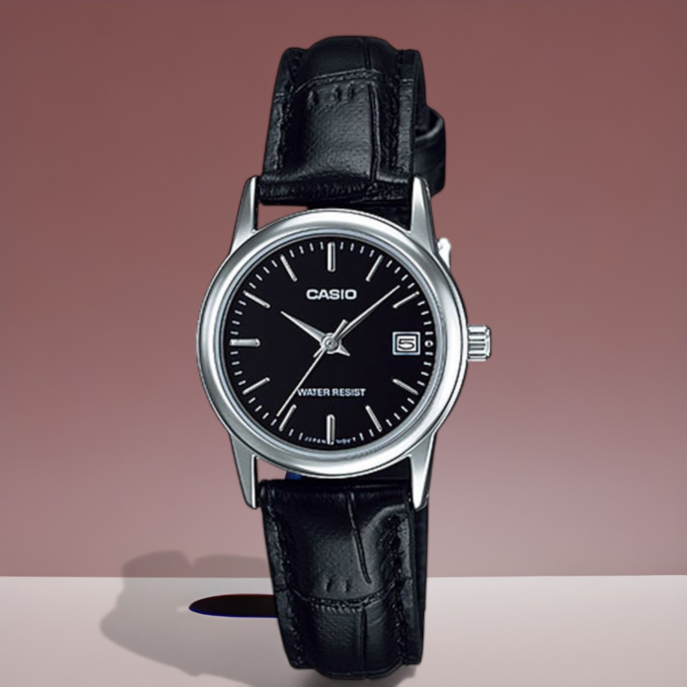 CASIO 卡西歐 LTP-V002L-1A 簡約優雅 日期視窗 皮革女指針錶 (錶殼寬約2.5公分)