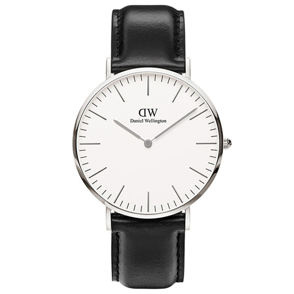 Daniel Wellington DW 手錶 Classic Sheffield 40mm爵士黑真皮皮革錶 DW00100020