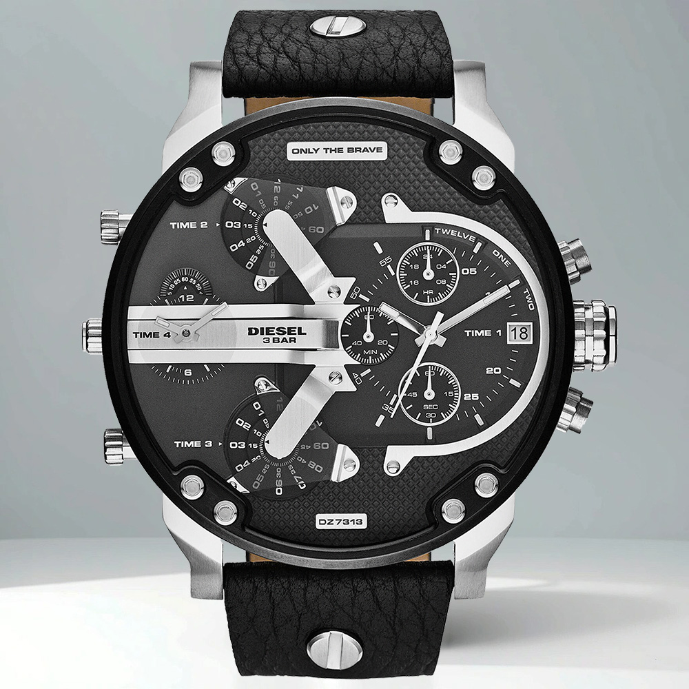 DIESEL Mr. Daddy 2.0 極致霸氣多時區計時手錶-57mm DZ7313