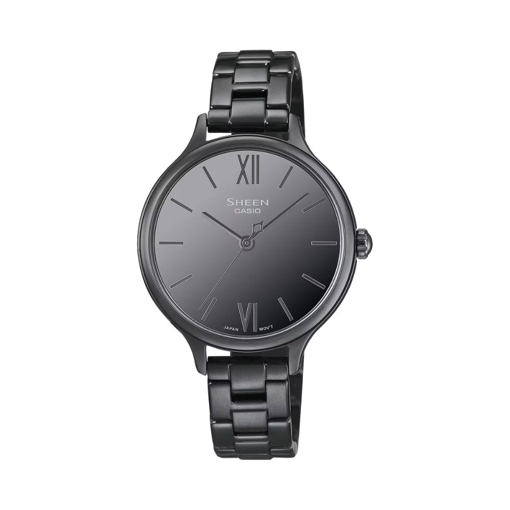 CASIO 卡西歐 SHEEN 華麗鏡面 輕薄閃耀 藍寶石水晶玻璃 曜石黑 SHE-4560BD-1A_32.1mm