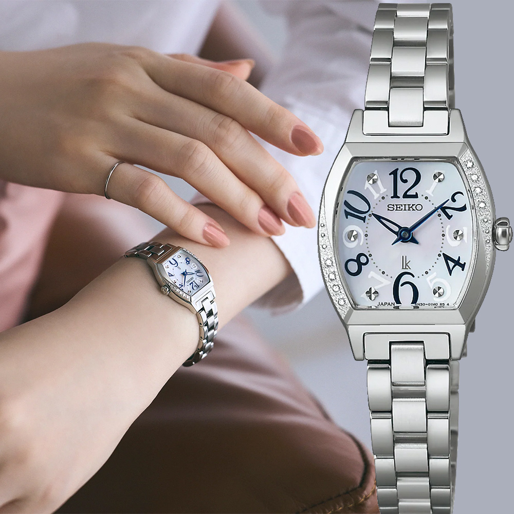 SEIKO 精工 LUKIA 幸運四葉草 酒桶型鑽石珍珠貝女錶 百貨周年慶-21mm(SSWA015J/4N30-01D0S)