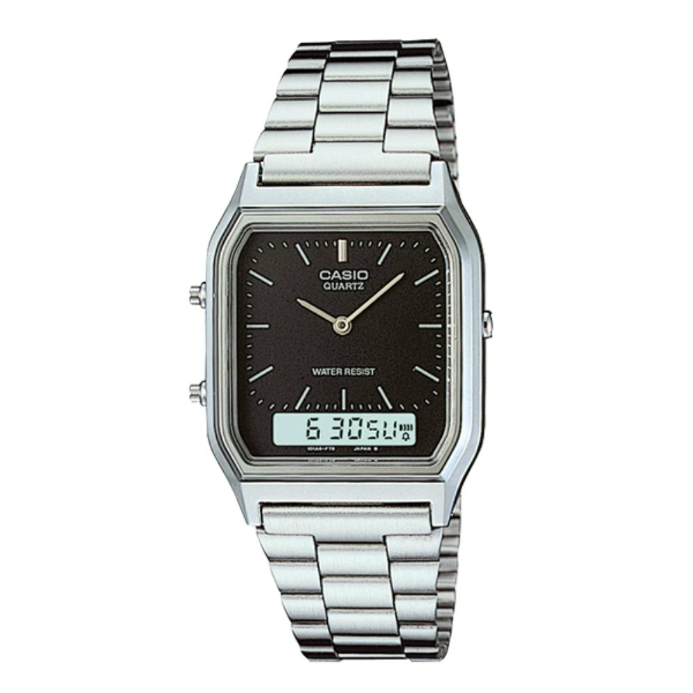 CASIO 卡西歐 復古簡約雙顯錶/AQ-230A-1D