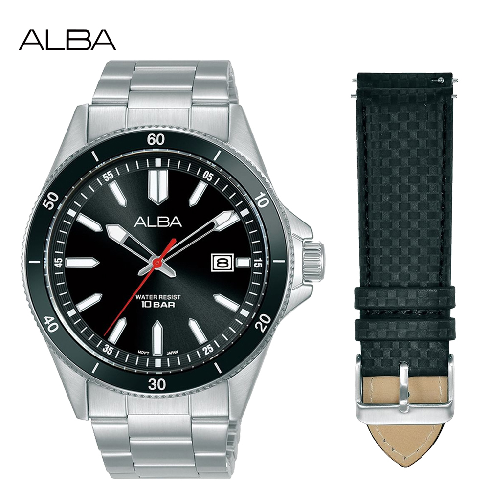 ALBA 雅柏 潛水風格時尚套錶/黑/42mm (VJ42-X377D/AS9V37X2)