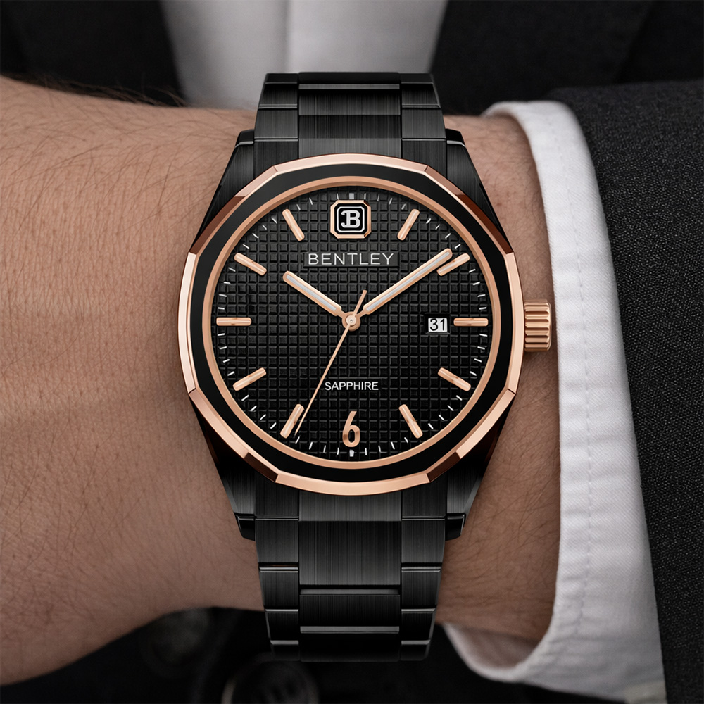 BENTLEY 賓利 THE AURARAY煦影系列 BL-23 沉穩 夜光 帶日期 不鏽鋼 石英 手錶