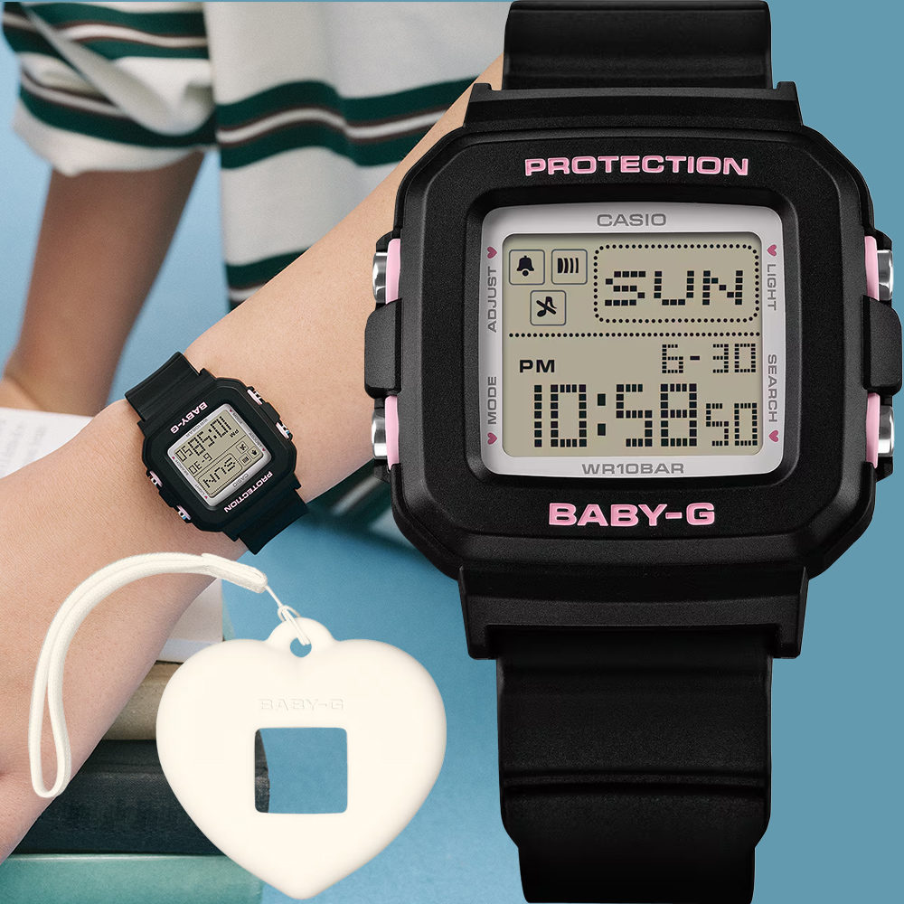 CASIO 卡西歐 BABY-G+PLUS 愛心錶殼吊飾套組 電子錶 女錶 手錶 BGD-10KH-1