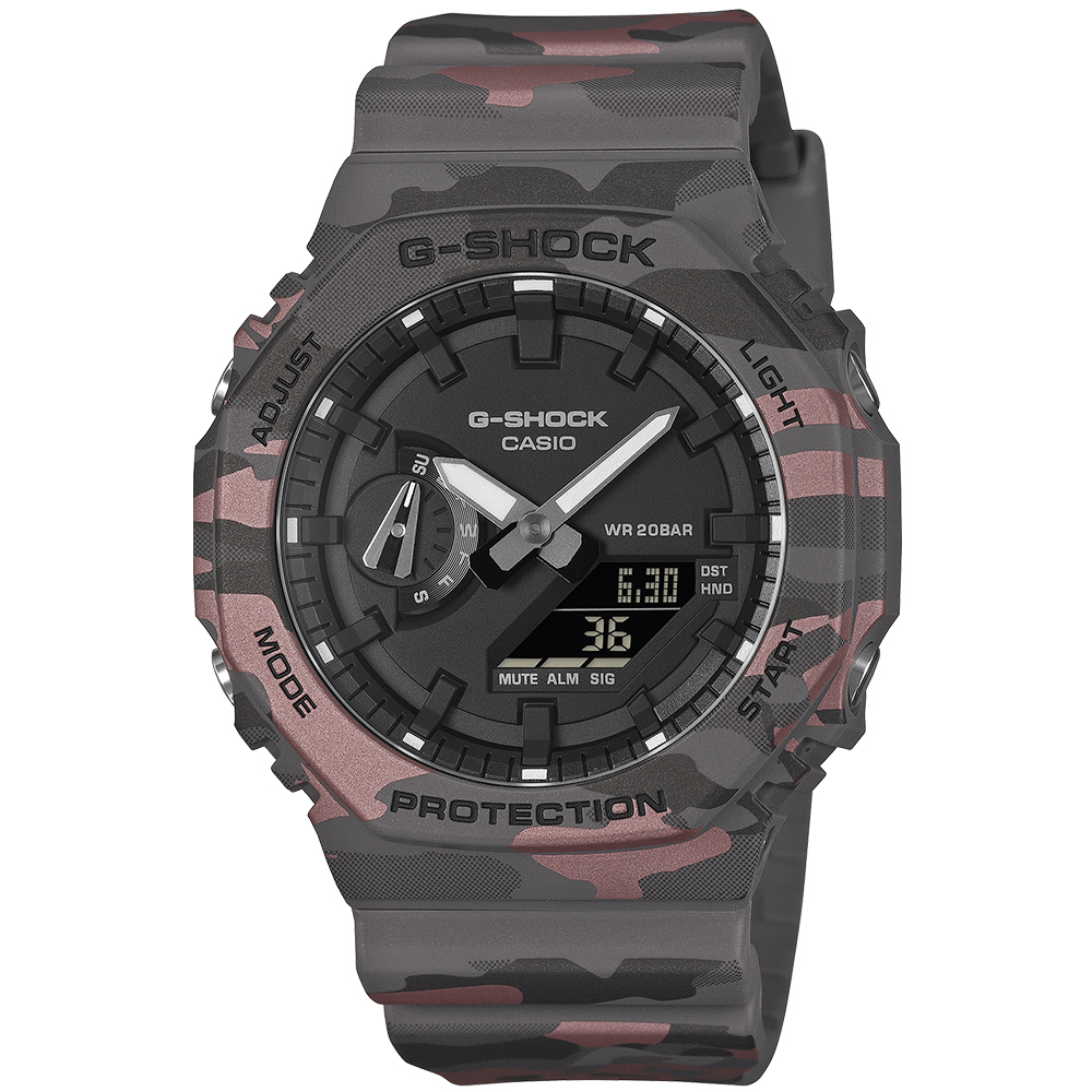 CASIO 卡西歐 G-SHOCK 酷炫迷彩八角造型計時錶/GA-2100CM-8A