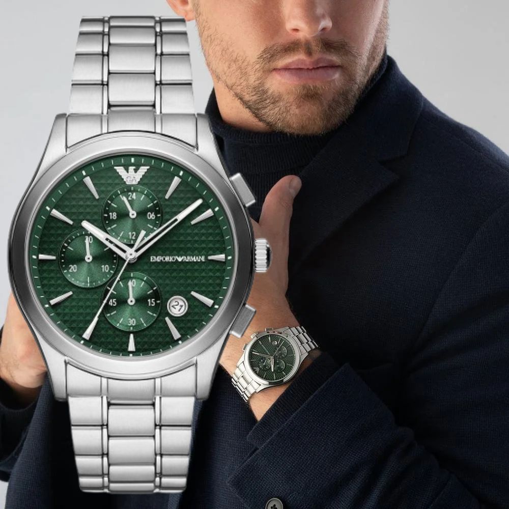 EMPORIO ARMANI 經典三眼腕錶43mm AR11529附提袋
