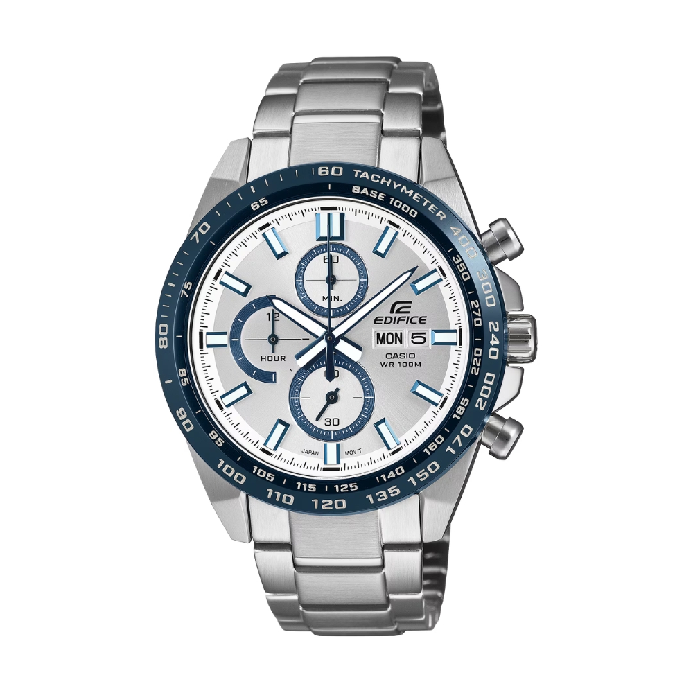 CASIO 卡西歐 EDIFICE 專注突顯 前衛運動風格 銀 EFR-574DE-7AV_42.3mm