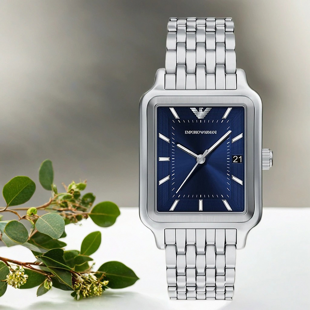 EMPORIO ARMANI 亞曼尼 復古方形日期手錶-32mm AR11754