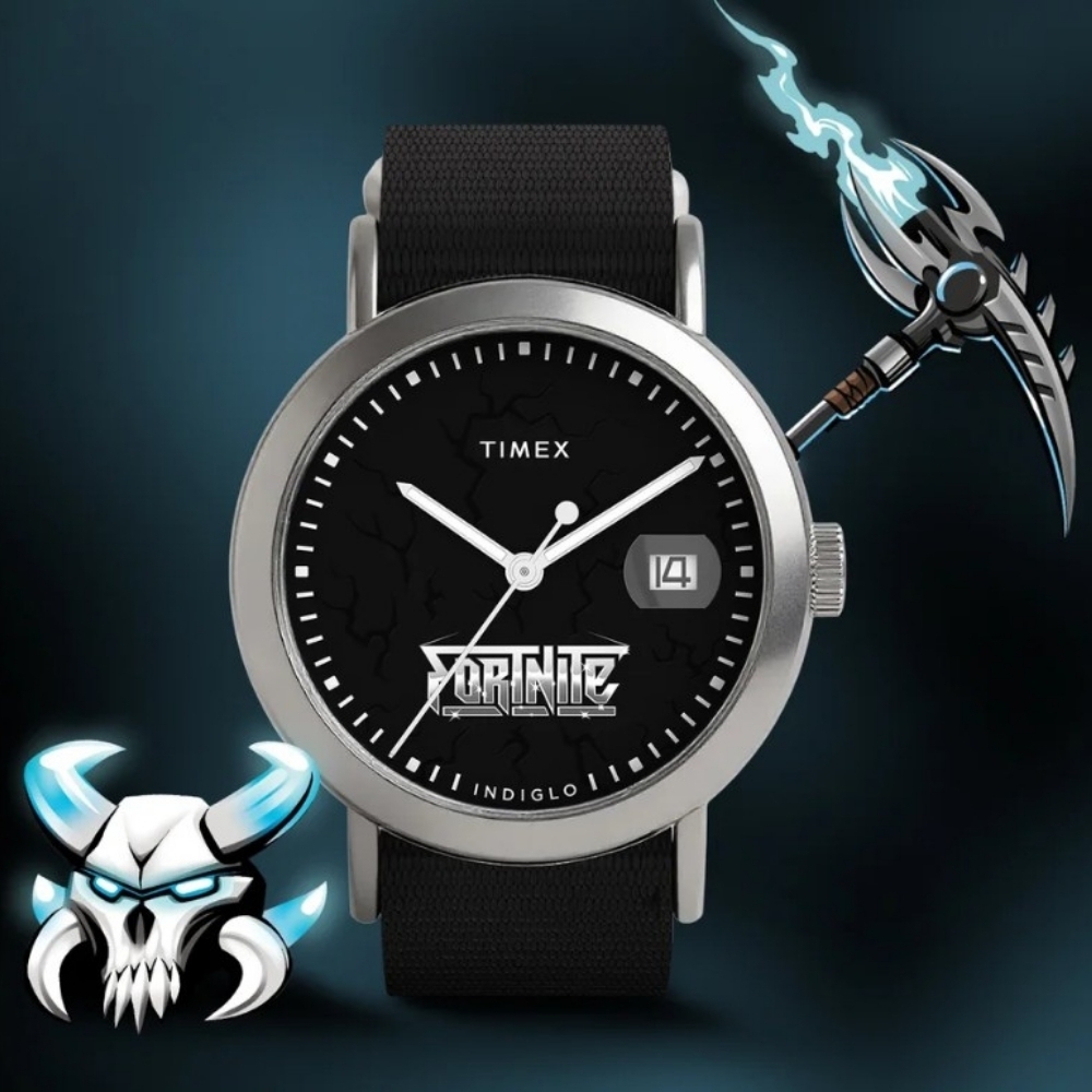 TIMEX 天美時 Fortnite 要塞英雄聯名 37毫米 織物錶帶腕錶(黑 TXTW2Y46400)