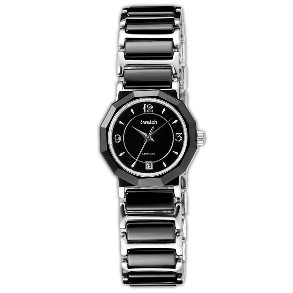 iwatch 歐風時尚陶瓷腕錶-黑小