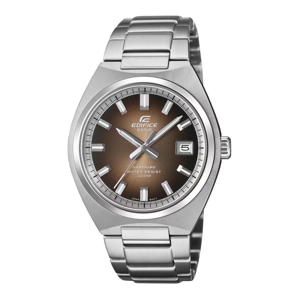 CASIO 卡西歐 EDIFICE 纖薄鏡面 漸層錶盤 休閒簡約錶款 咖x銀 EFB-109D-5AV_38.5mm