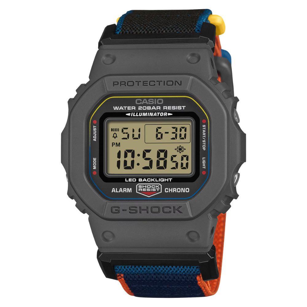 CASIO 卡西歐 G-SHOCK FIDLOCK磁吸機械鎖定扣環 俐落流暢 灰 DW-5600MNC-8A2_42.8mm