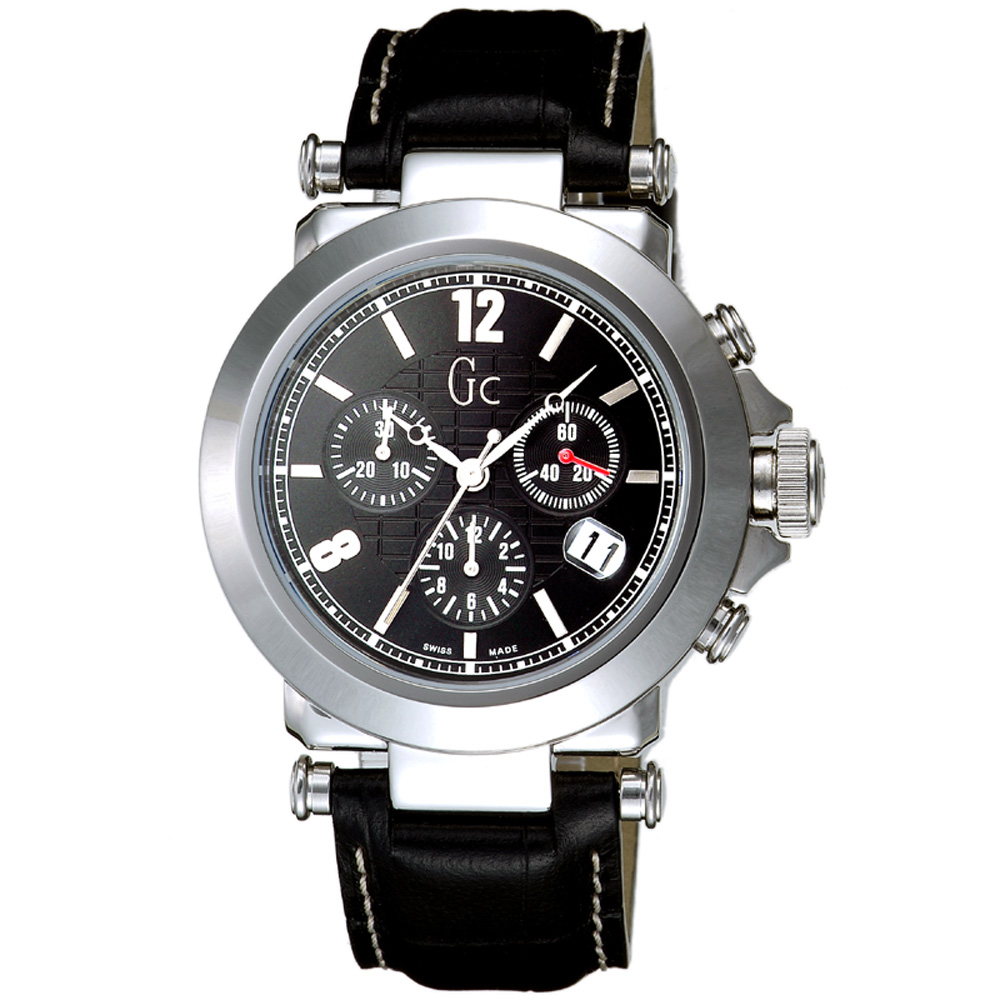 GUESS Collection 知性時尚三眼計時錶-黑-GX31000G2
