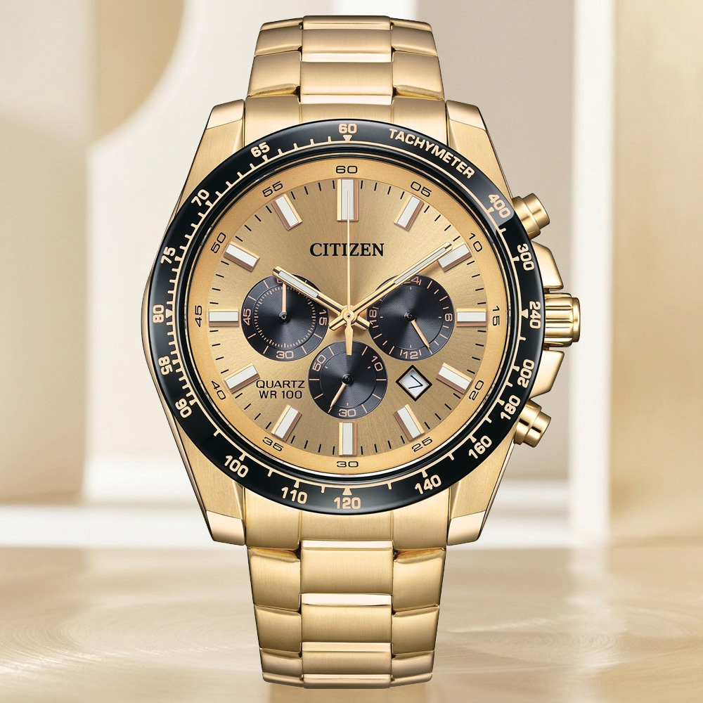 CITIZEN 星辰 Chronograph 經典三眼 計時腕錶 錶 週年慶 雙11 AN8236-52P
