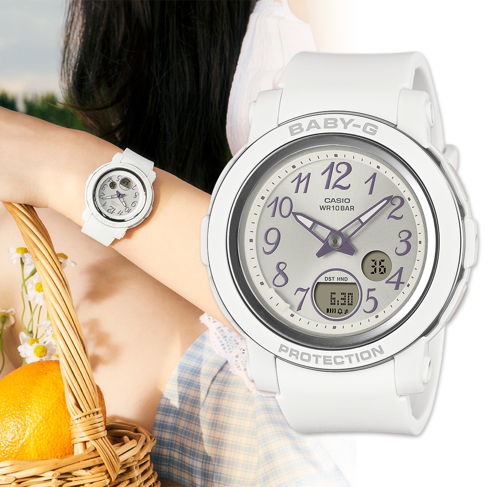 CASIO 卡西歐 BABY-G 甜美活力大錶徑計時錶/純白/BGA-290SA-7A