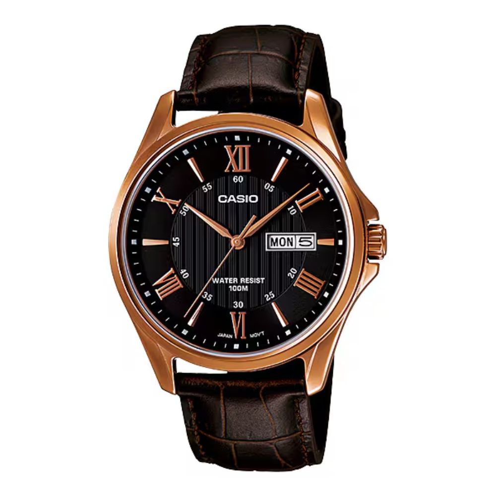 CASIO 卡西歐 優雅奢華 日期窗 簡約錶款MTP-1384L-1AV_黑_41mm