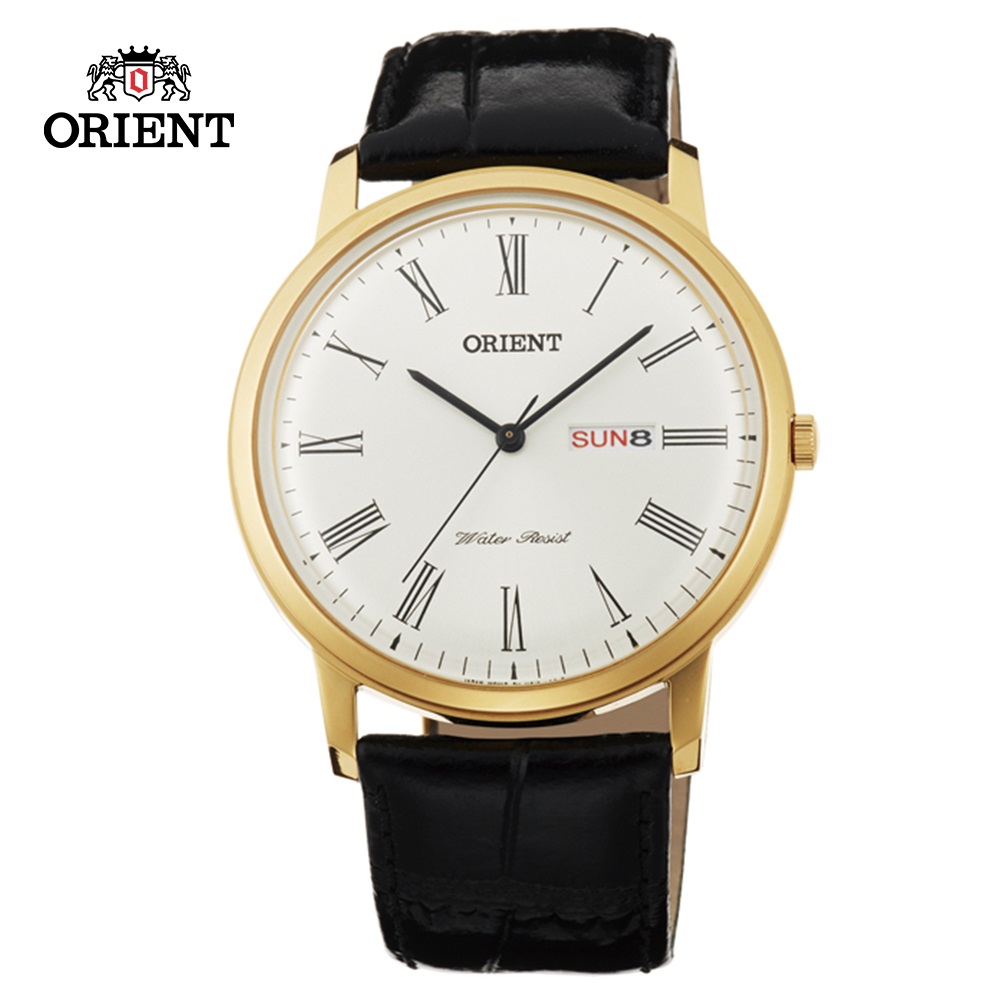 ORIENT 東方 錶 CLASSIC DESIGN系列 羅馬數字日期星期顯示石英錶 金色 FUG1R007W - 40.5mm