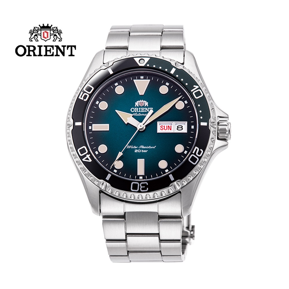 ORIENT 東方 錶 WATER RESISTANT系列 200m潛水錶 鋼帶款 漸層綠色 RA-AA0811E - 41.8 mm