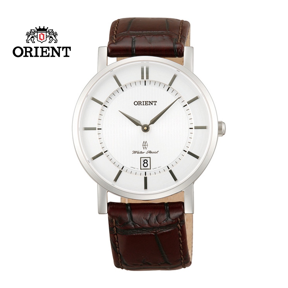ORIENT 東方錶 SLIM系列 超薄簡約優雅藍寶石鏡面石英錶 皮帶款 FGW01007W 白色 - 38mm