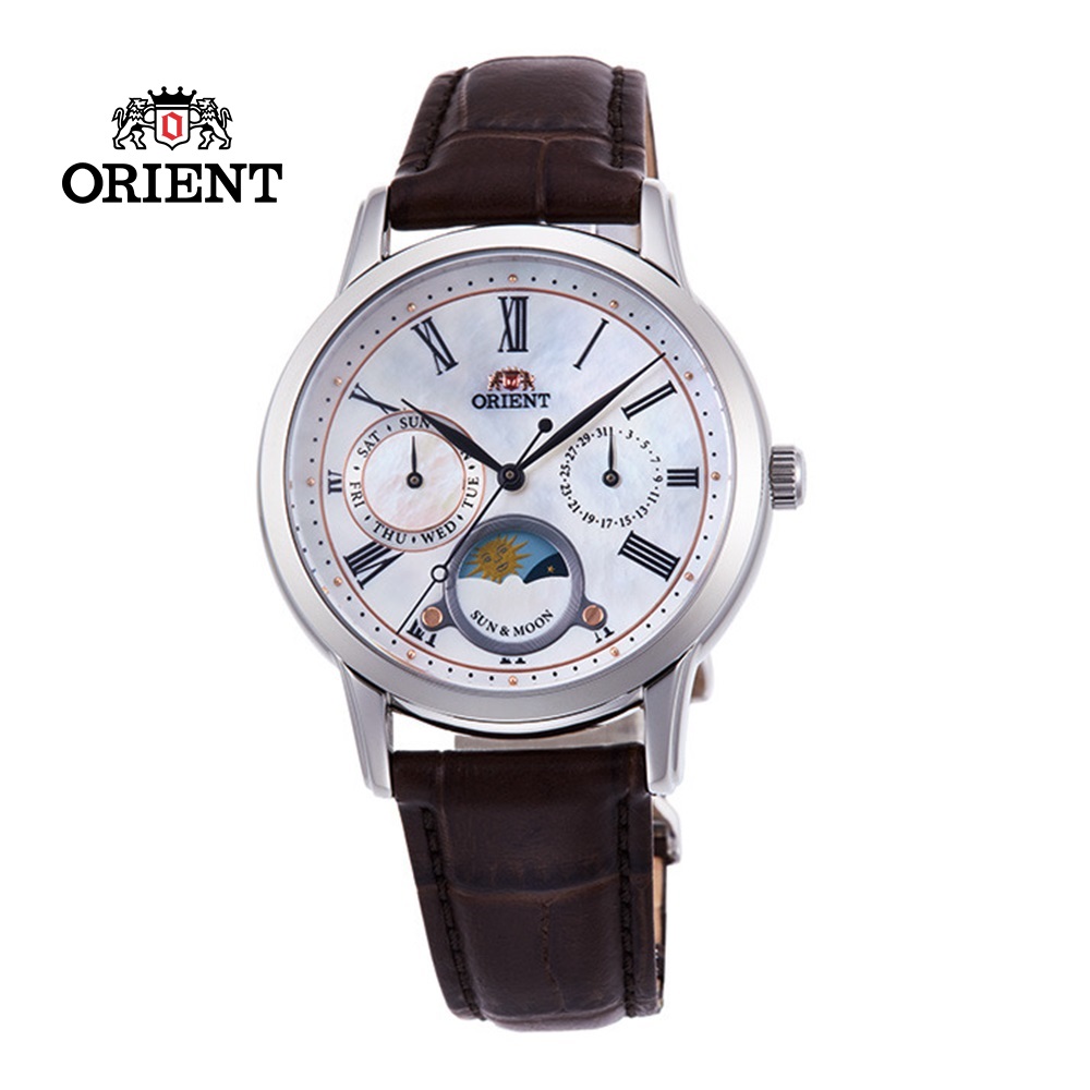 ORIENT 東方錶 SUN&MOON系列 日月相錶 皮帶款 貝殼面 RA-KA0005A