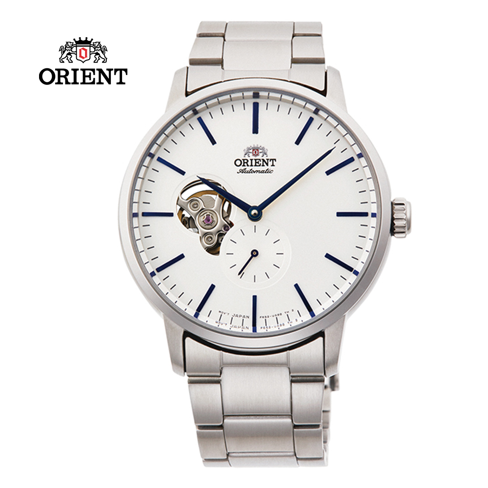 ORIENT 東方 錶 SEMI-SKELETON系列 鏤空機械錶 鋼帶款 白色-40.0mm RA-AR0102S