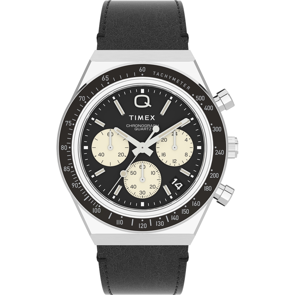 TIMEX 天美時 Q 復刻系列 三眼計時手錶(黑/黑 TXTW2V42700)