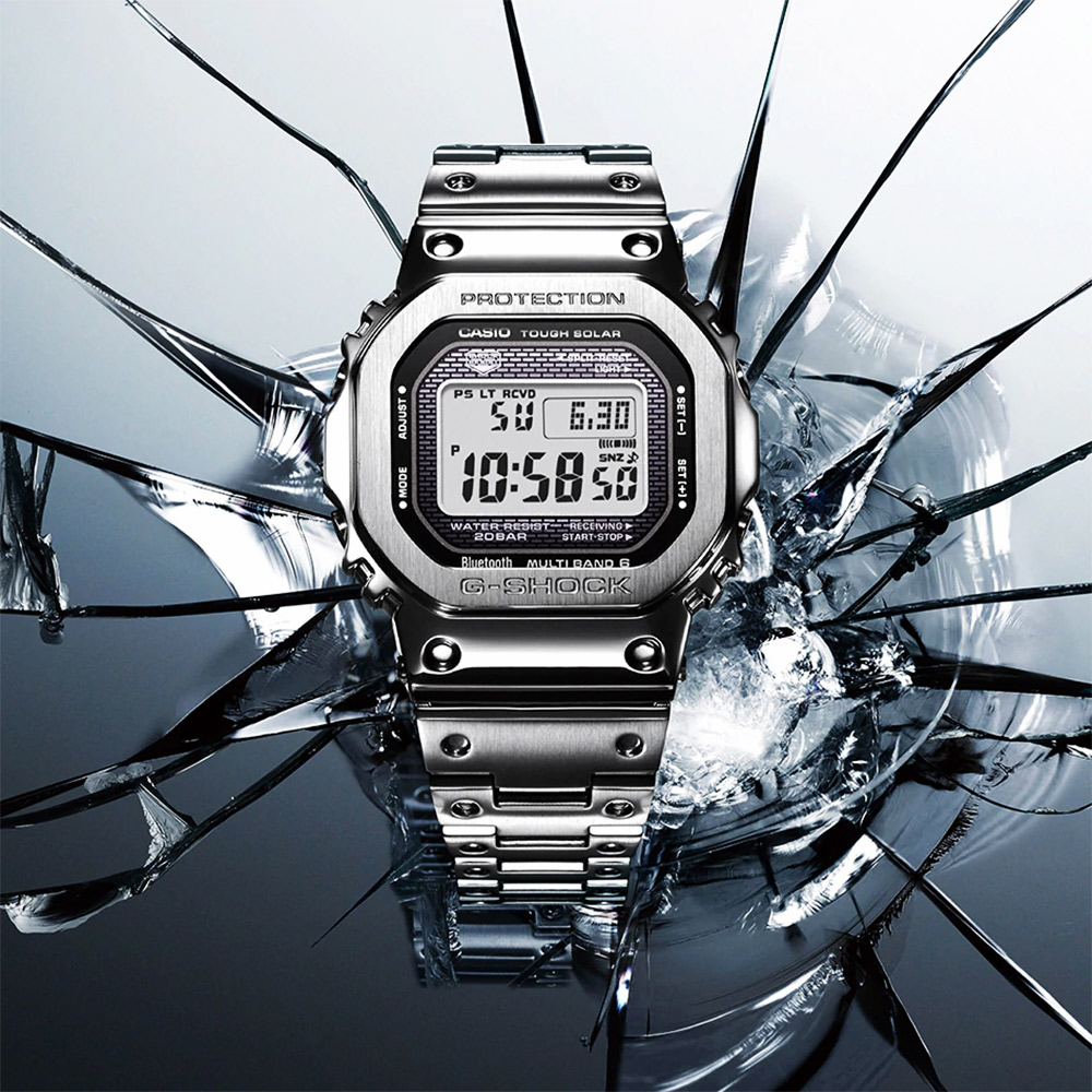 CASIO 卡西歐G-SHOCK 全金屬太陽能電波手錶-銀GMW-B5000D-1 - PChome